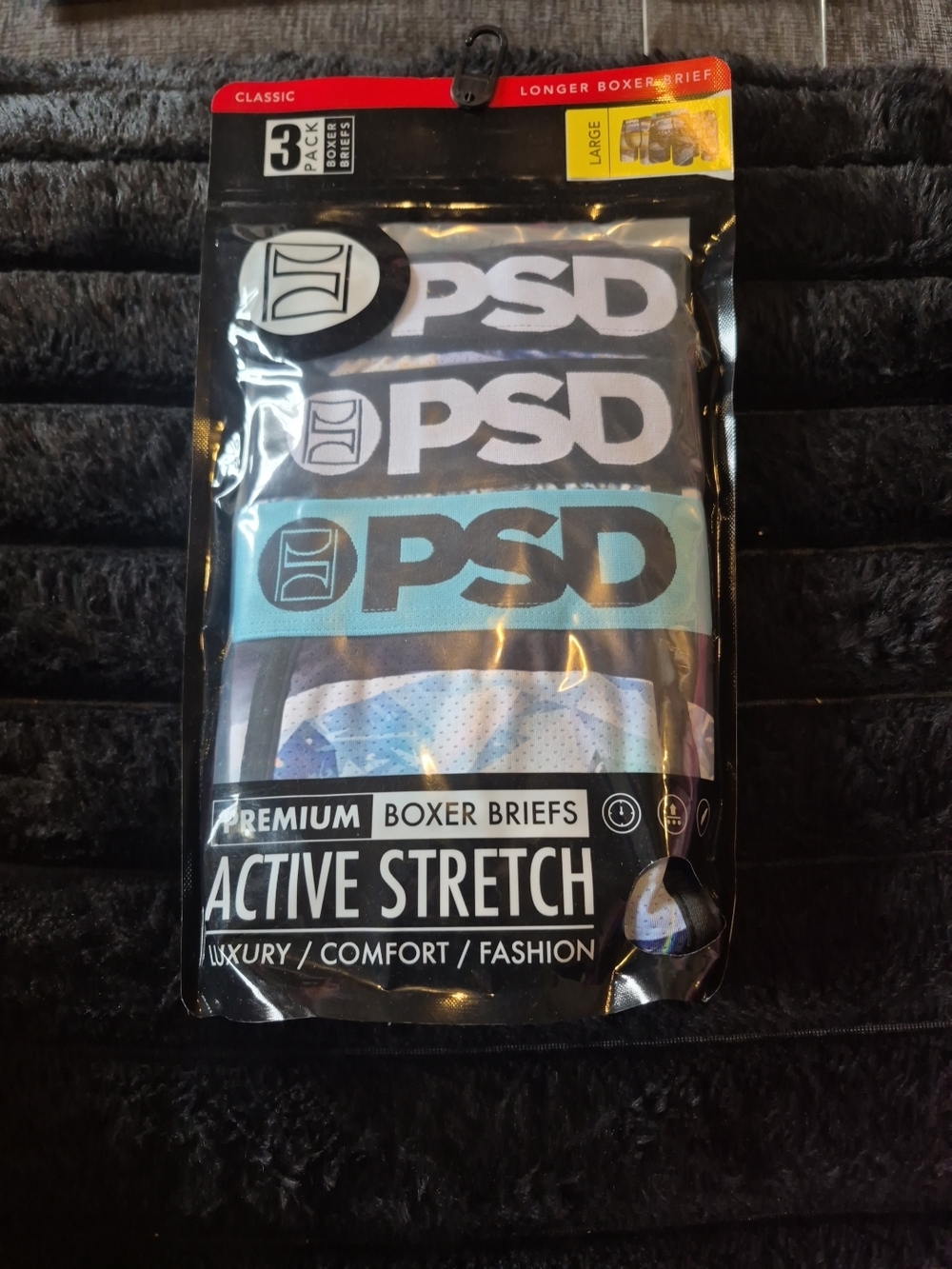 PSD Men’s Active Stretch Boxer Briefs - Black, Gray, Light Blue